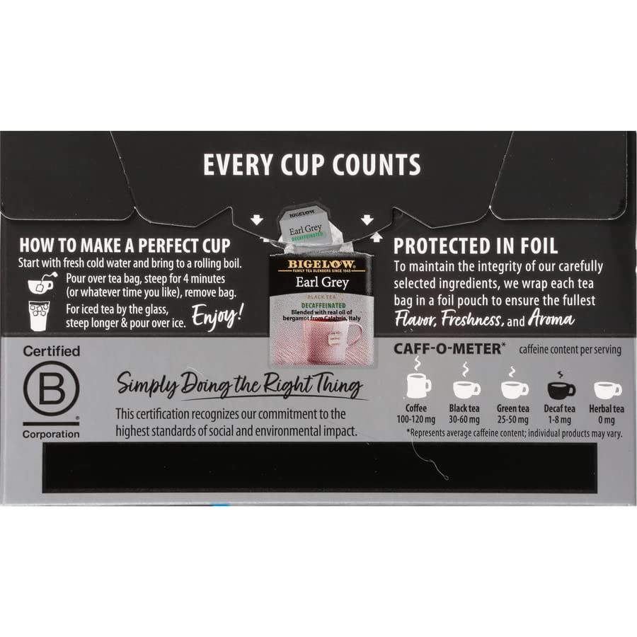 Bigelow, Earl Grey Tea (Decaffeinated), 20 Count(Pack of 1)