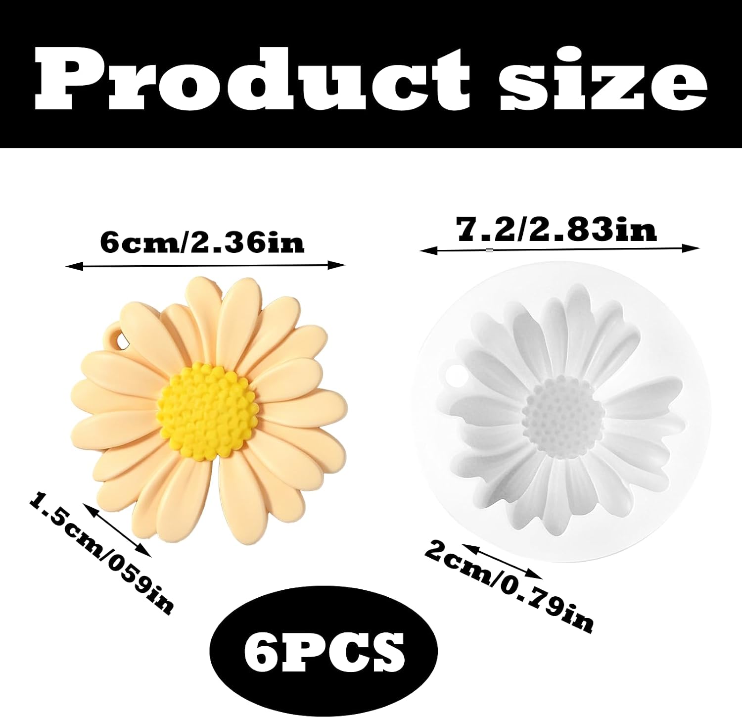 6 Pieces Daisy Flower Silicone Molds for Candles 3D Daisy Cake Decoration Molds for DIY Candles Cake Chocolate Soap Wax Clay Craft Decorative White Flower Molds for Baking and Crafting（Porous）