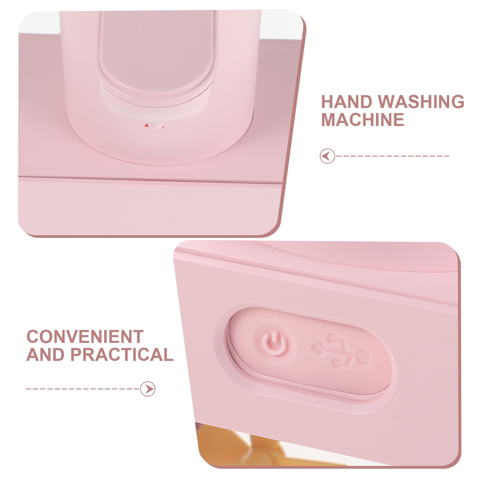 Dispensador Automático de Jabón de Manos Abs Sensor de Precisión Dispensador de Jabón Espumoso sin Contacto Recargable por USB Rosa, para Baño y Oficina