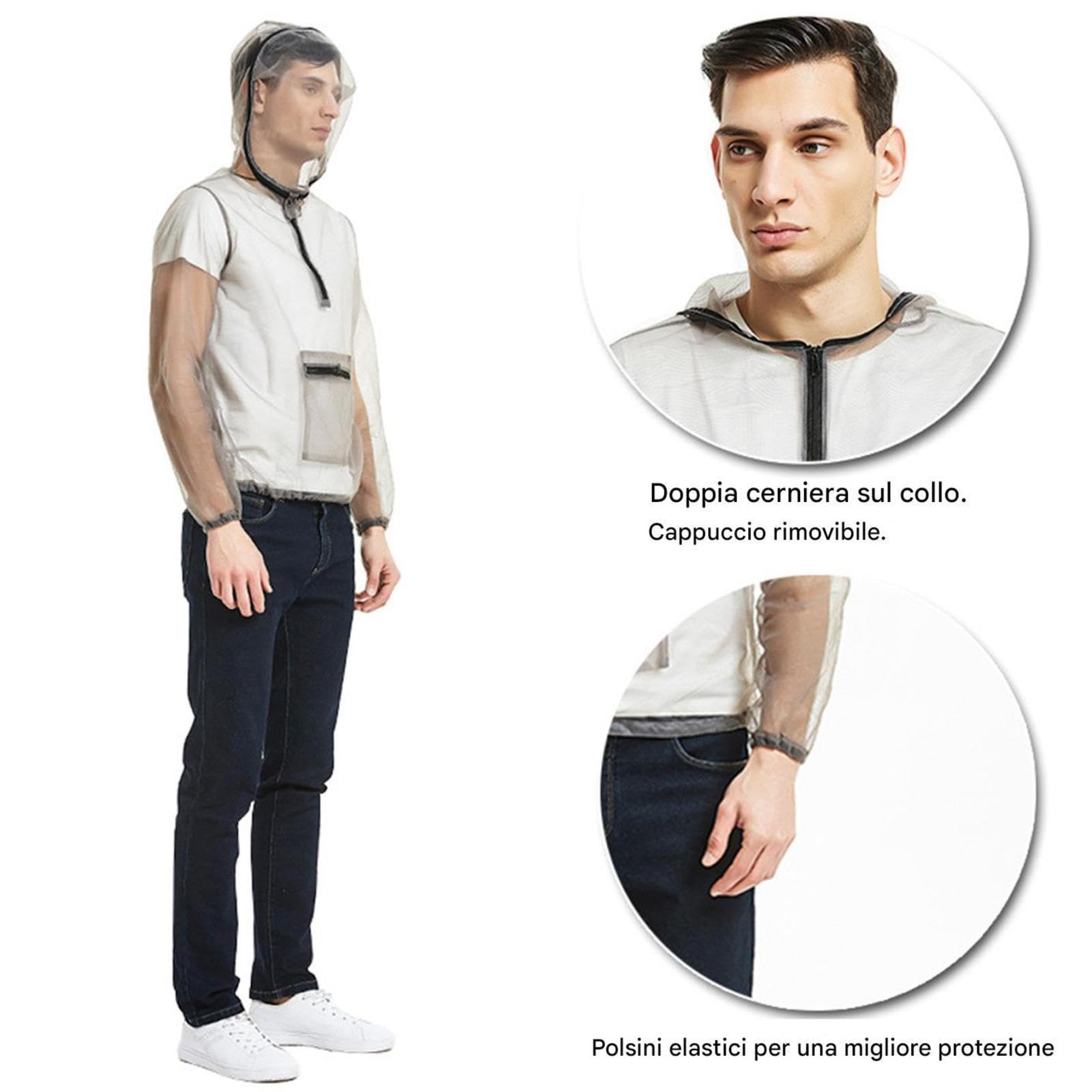 Abbigliamento Repellente Per Insetti - Giacca Traspirante E Repellente Per Insetti Per Avventure Nella Giungla, Rete Trasparente Ad Alta Densità, Adatta Per Campeggio, Escursionismo E Trekking - Unise