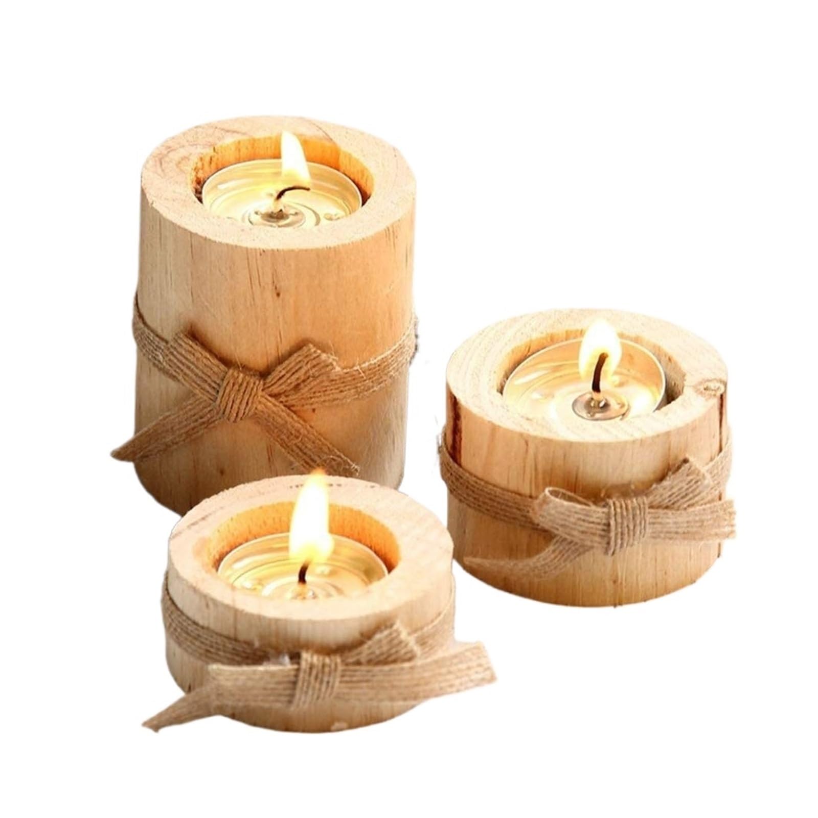 Wooden Tealight Candle Holder Rustic 3 PCS Wood Tea Light Candle Holders Tealight Candlestick Home Table Centerpiece for Wedding Party Decor