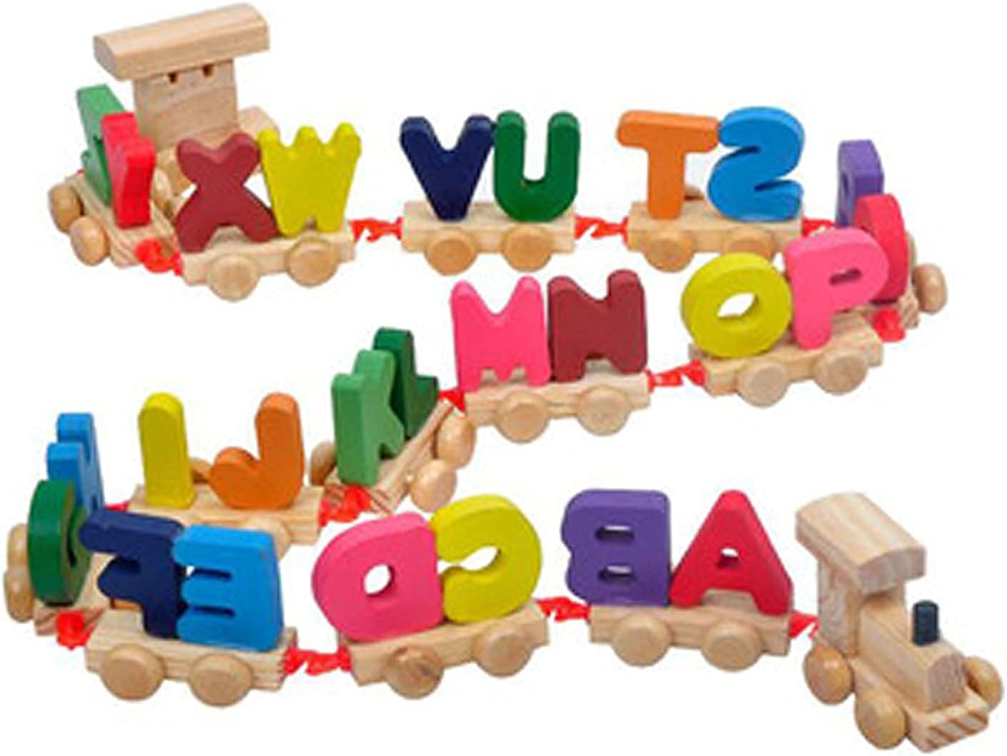 Alphabet Letters Train (A-Z) English Wooden Vocabulary Building Train Engine Set Early Educational Toys Kids