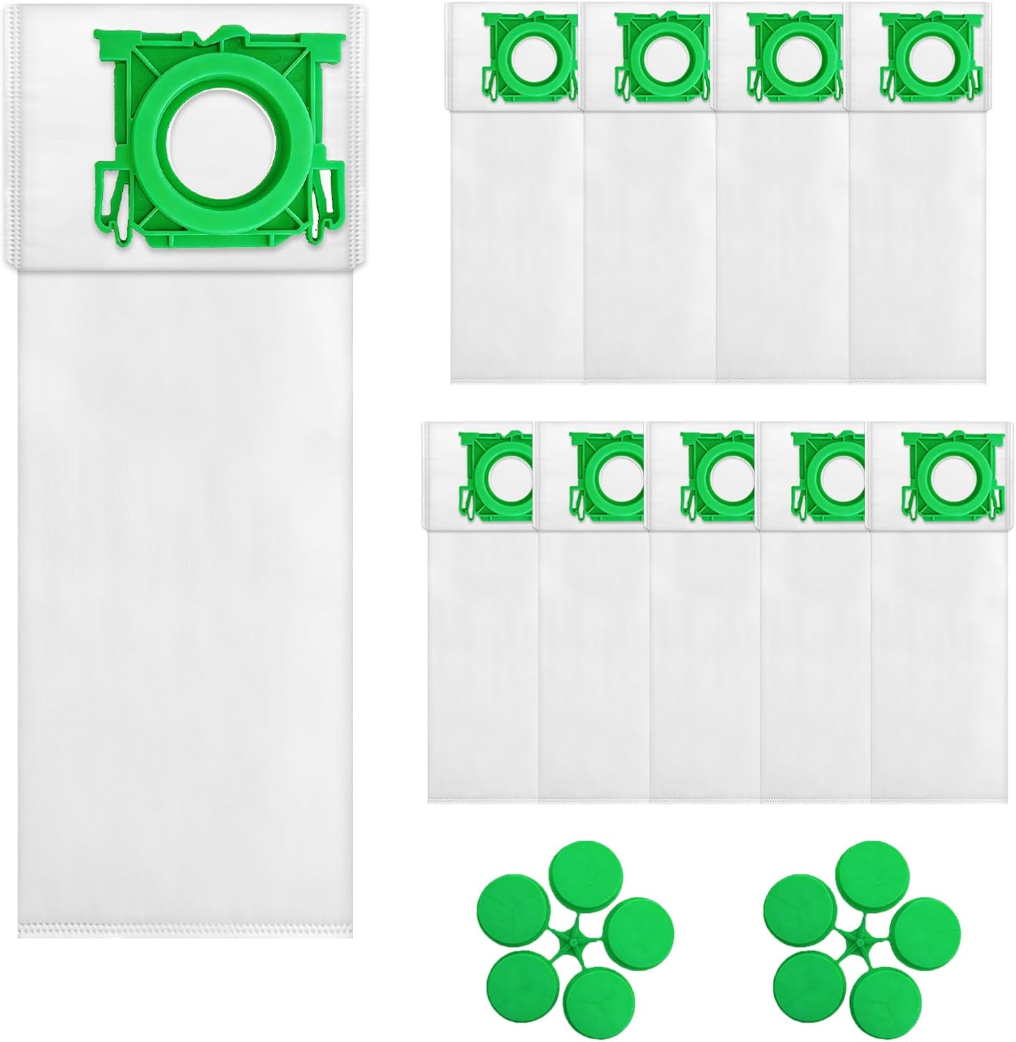 10 Pack 6629ER Vacuum Bags Compatible with SEBO Airbelt K Series (K1 / K1 Komfort/Pet/Eco/Premium / K3) Canister Vacuums, 4-Layer Filter Dust Bag with Caps