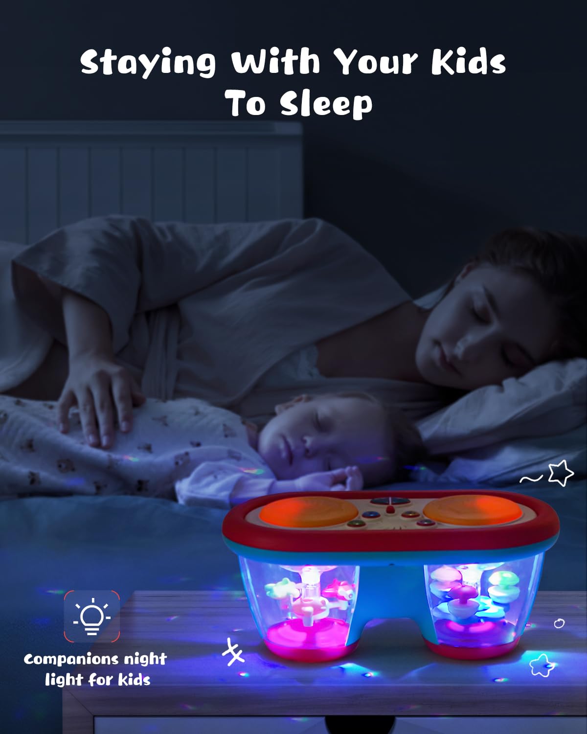 Juguetes para bebés de 6 a 12 meses, instrumentos musicales de tambor, juguetes giratorios con luz para niños de 12 a 18 meses, juguetes para el tiempo boca abajo para bebés de 0-3-6-9 meses, 5