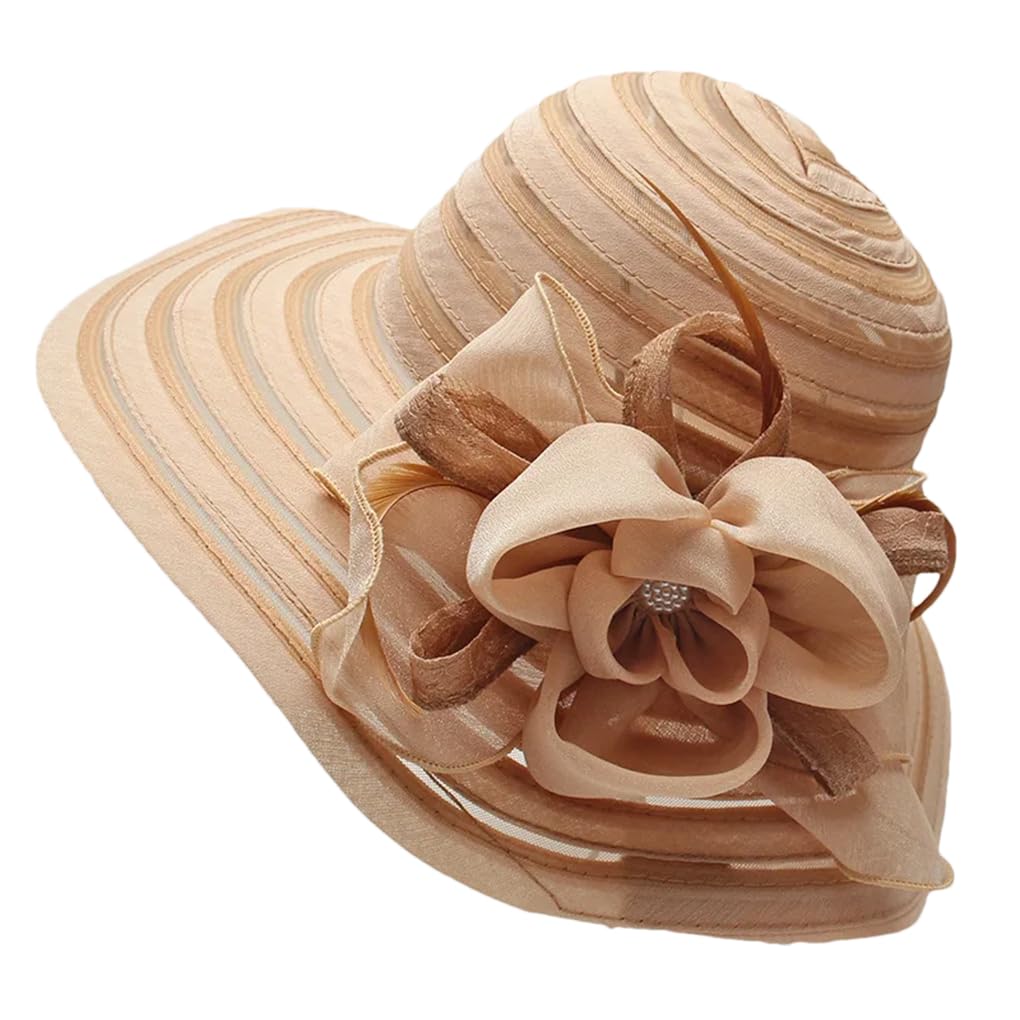 Cappelli da donna a tesa larga con grande fiore Fedora cappello elegante da donna per feste di nozze
