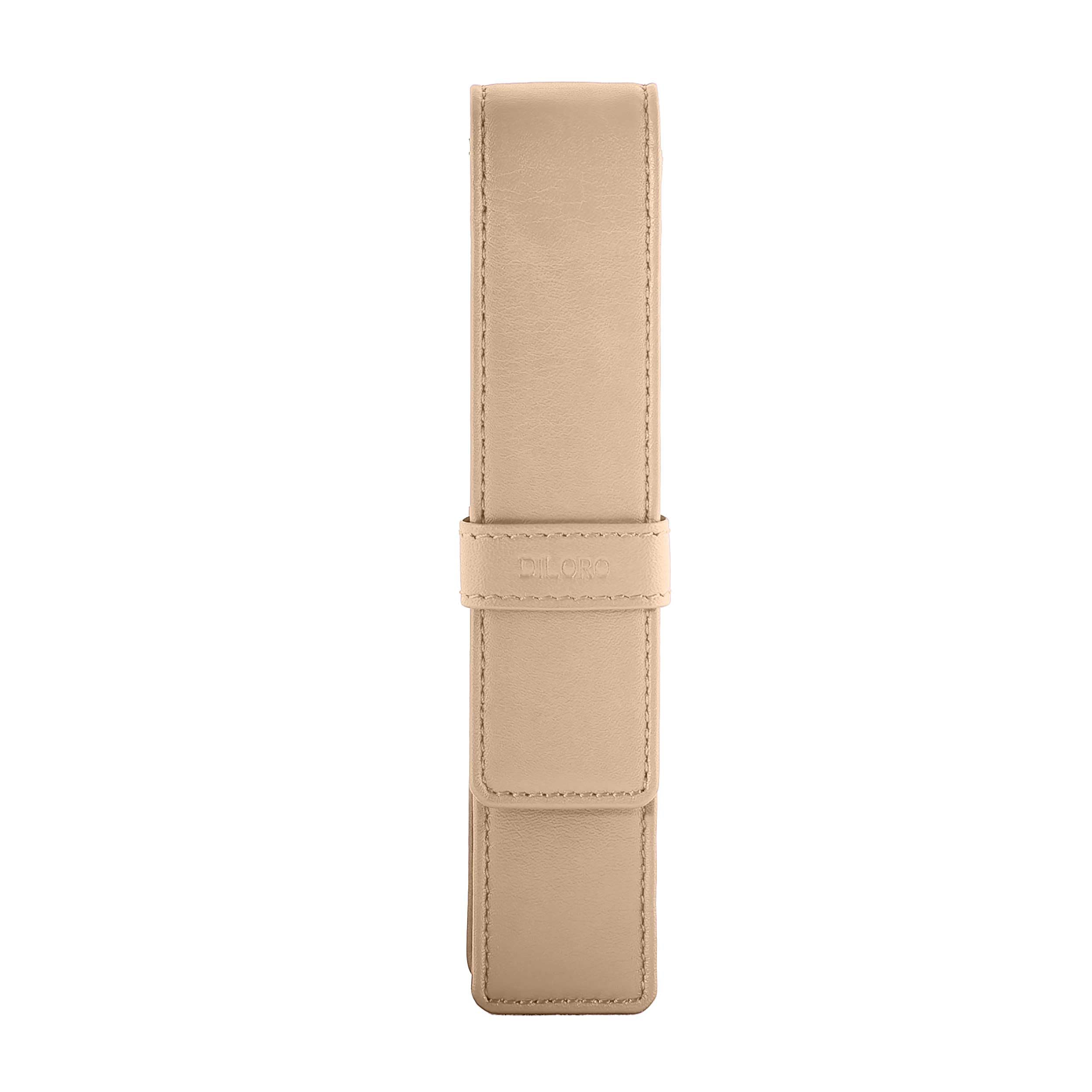 DiLoro Leather Single Pen Case Pencil Pouch Holder for One Fountain Ballpoint Rollerball Pen and Pencil (Beige) โ image 1