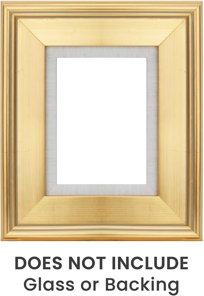 Creative Mark Elegant Plein Aire Gold Frame with Linen Liner, 6x8 Ornate Open Back Picture Frames, No Glass or Backing, Gessoed Wood, 2.75-inch Wide Moulding