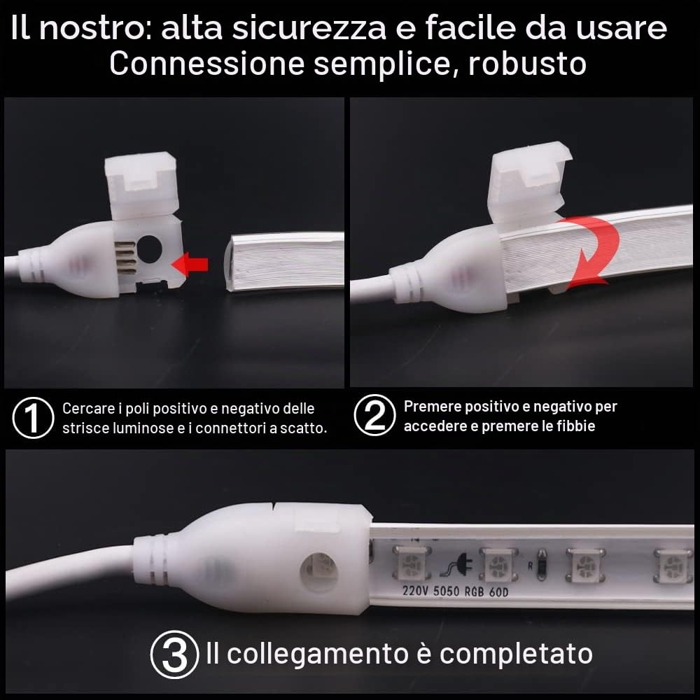 KISUFU Striscia Led COB Flessibile 220V,Striscia LED RGB 5050 con Telecomando, IP65 Impermeabile, Luminose Nastri LED ad Alta Luminosità da 120LED/m,per la Casa, Camera da Letto,TV,Decorazioni (10m)