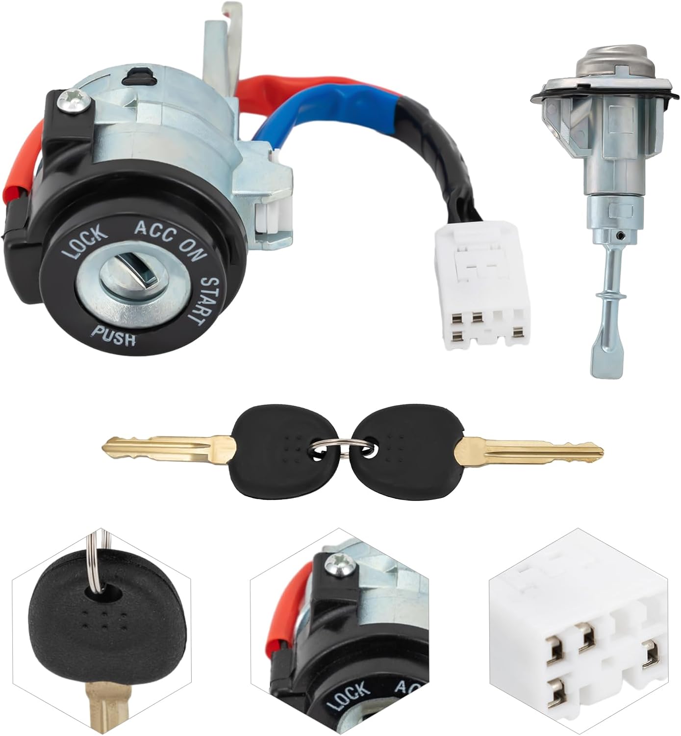 Ignition Switch Cylinder Compatible for 2014-2016 Kia Forte W/ 2Keys, Car Full Door Lock Cylinder