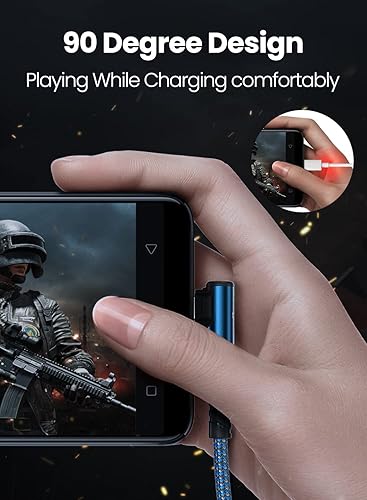 Miniatura 9 de Fasgear Cable USB C a USB C, cable USB 2.0 tipo C PD de carga rápida de 3 pies y 60 W, cargador de 90 grados, compatible con Galaxy S22/S21/S20 Rojo