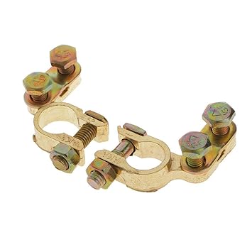 VNU WORLD Universal Car Battery Brass Terminal Clamp Clips Connector(BRASS BETTREY TERMINALS MODEL-1) PACK OF 2