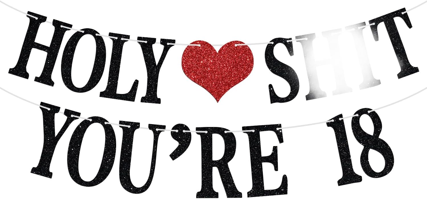 Holy You're 18 Banner - Funny Happy 18th Birthday Bunting Sign, Bruh I'm 18, Cheers to 18 Years, 18 Years Old Birthday/Anniversary Party Decorations Supplies for Boys Girls