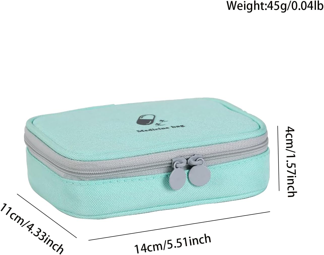 Small Empty First Aid Bag, Compact Travel Medicine Pouch Double Zippers Cute Pill Pocket for Travel Home,Green - Image 2