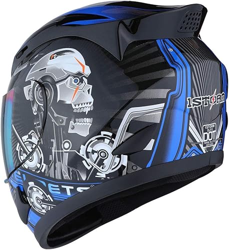 Miniatura 4 de 1Storm - Casco de cabeza completa para motocicleta, diseño de calavera mecánica HJDJ11