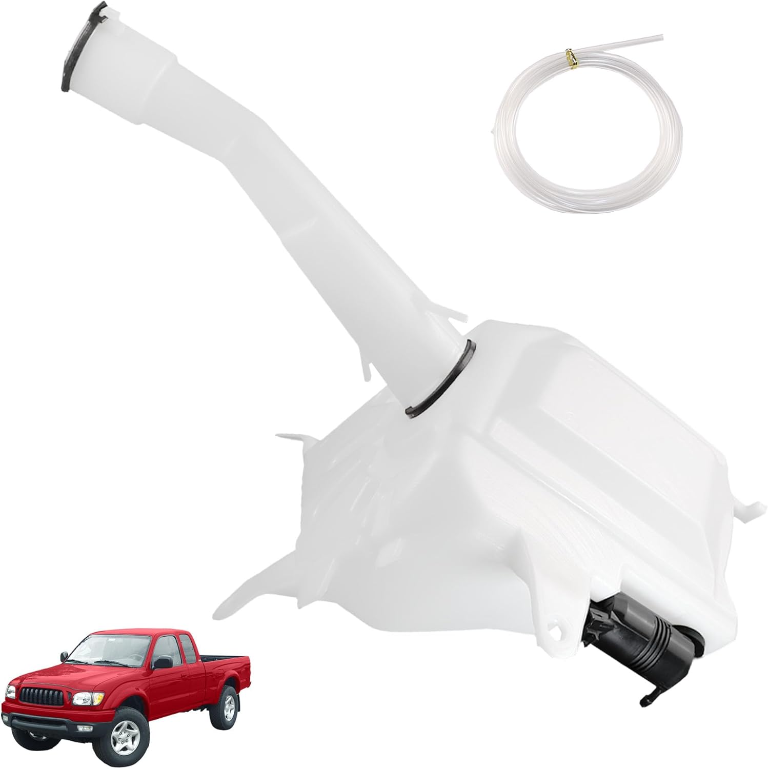 Windshield Washer Reservoir Tank with Cap No Bottom Sensor Hole Compatible with 1998-2004 Toyota Tacoma Replaces 85315-04050, for 2WD 4WD Models Without Cold Weather Package