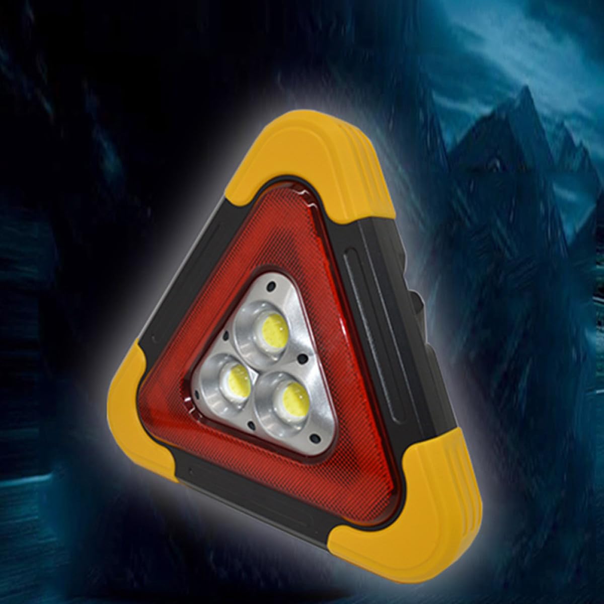 Señal de Advertencia Triangular Reflectante Grande Luz LED para Coche, Trípode de Seguridad Portátil Abs Resistente, Luz de Emergencia para Carretera, Camping y Reparación