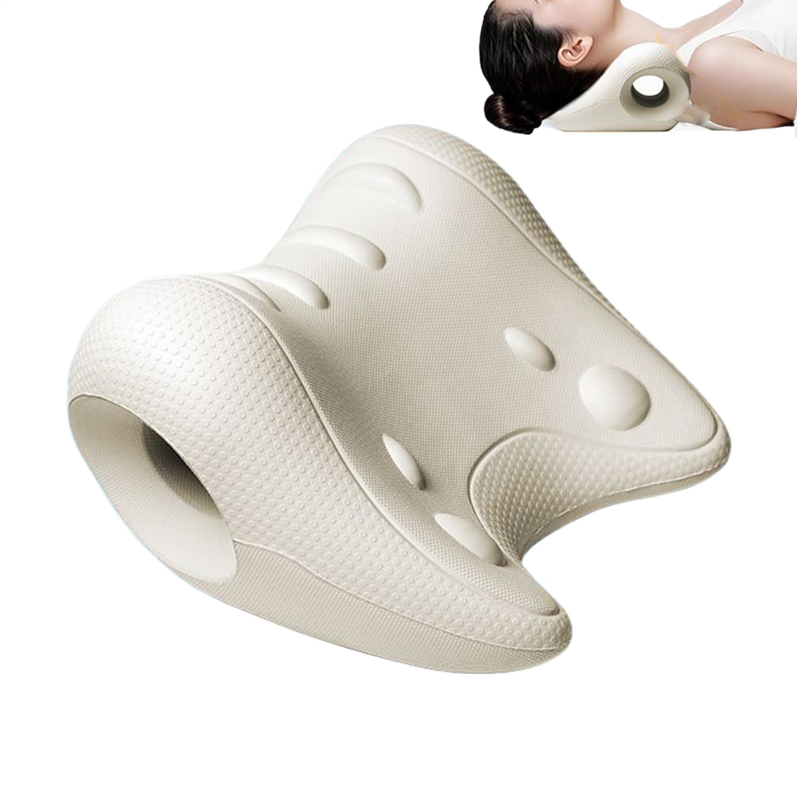 Poduszka do masażu karku, ergonomiczna konstrukcja w kształcie litery U, 18 x 16 x 11 cm, komfortowa poduszka ze stabilną, akcesorium relaksacyjne o wspierającej konstrukcji, wielofunkcyjny masażer do