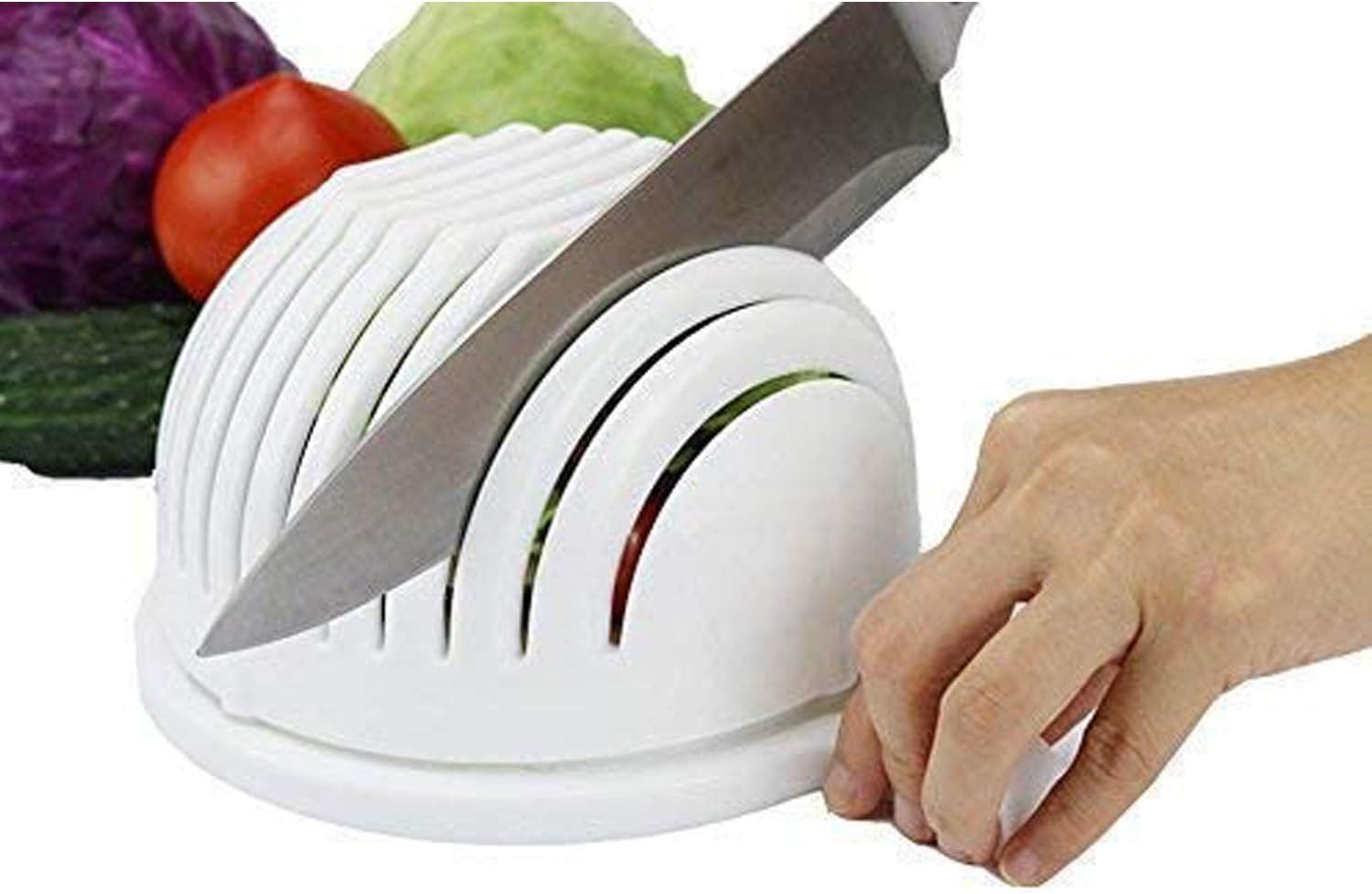 AmyHomie Salad Cutter Bowl, M, White