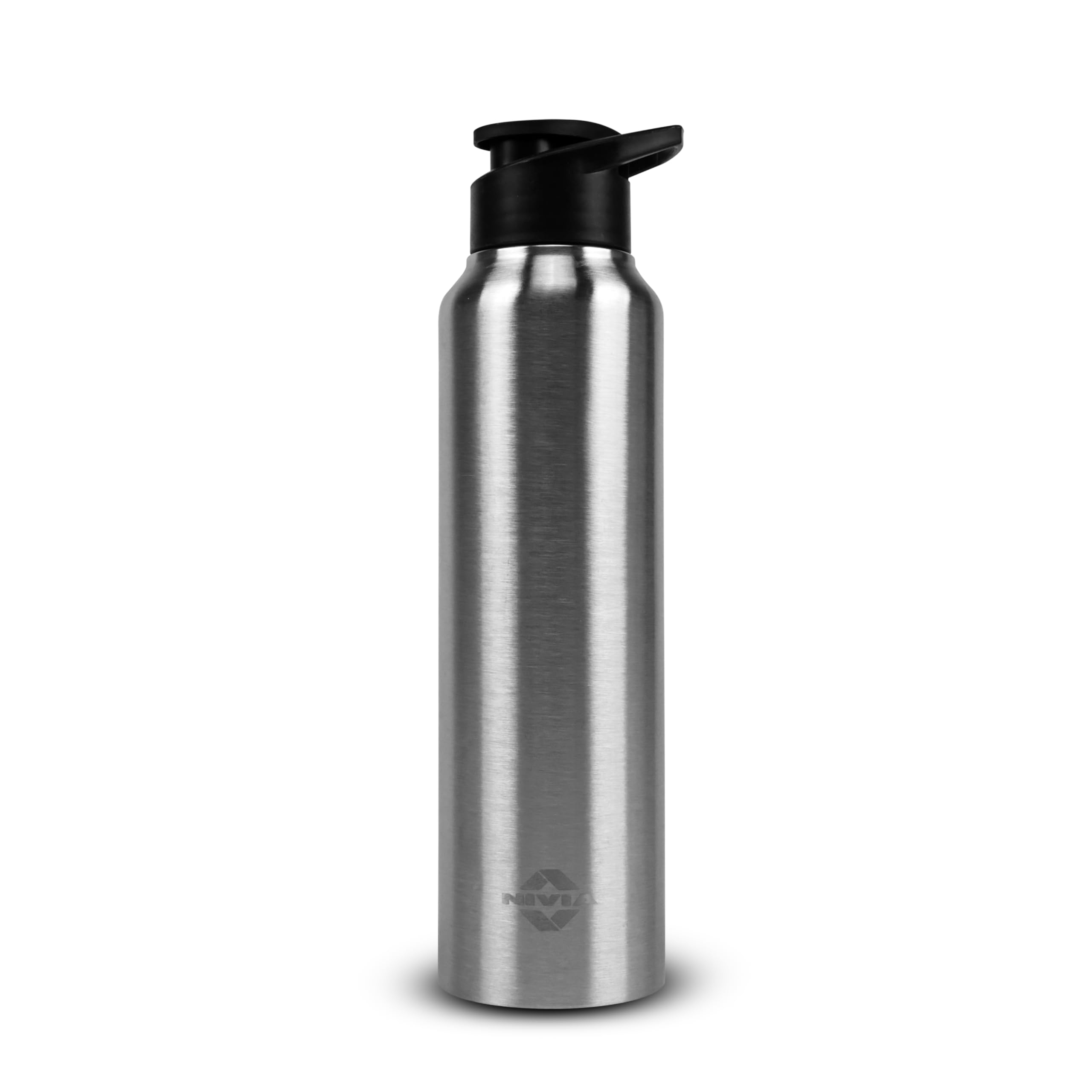 Nivia Crystal Stainless Steel Water Bottle 1000ML With Sipper, Durable, Leak-Proof, Easy Grip, Easy-to-Clean, Odour-Free Bottle with Secure Cap For School, Travel, Gym & Work (Silver)