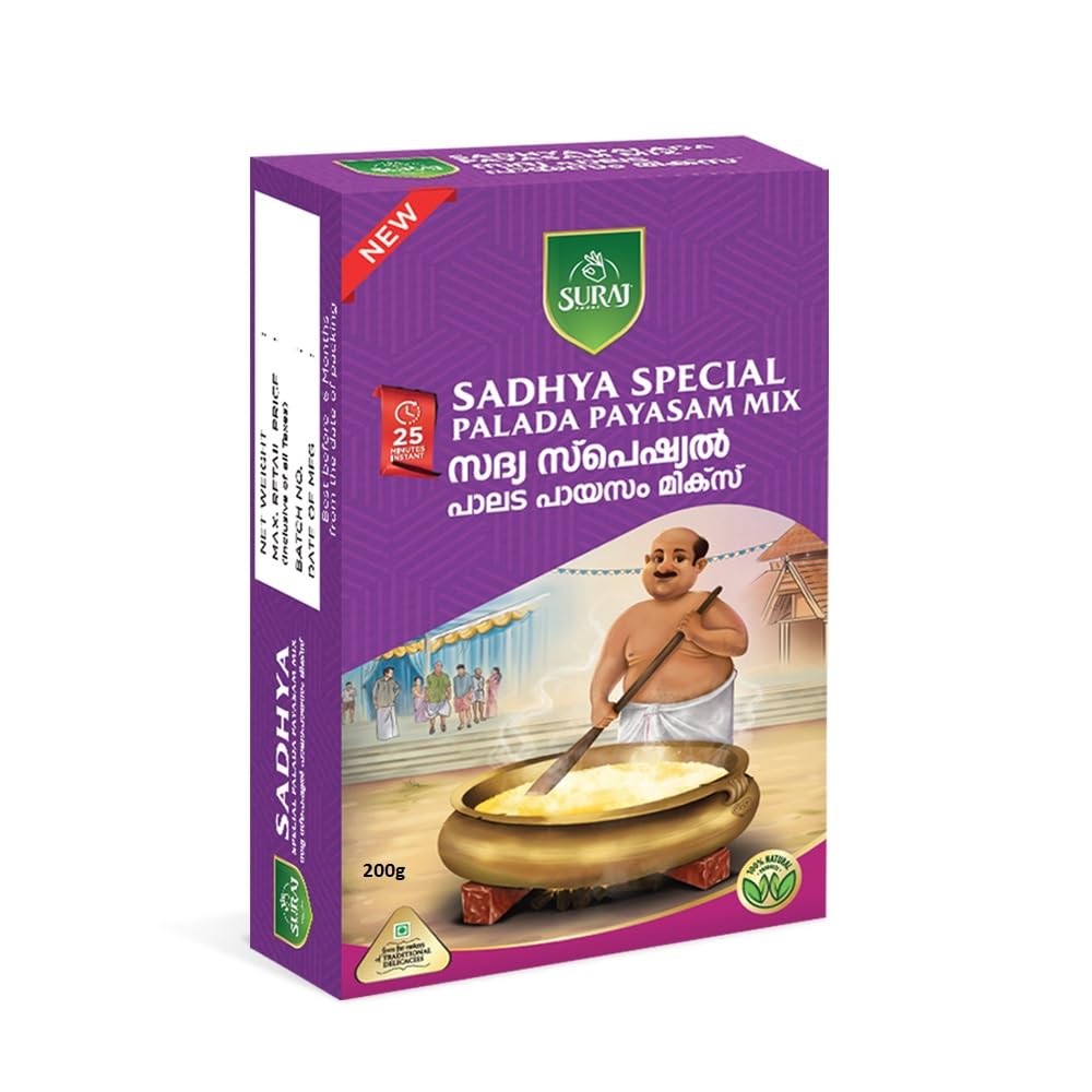 SURAJ FOODS SADHYA SPECIAL PALADA PAYASAM MIX 200g [ Pack of 5] Traditional Kerala Dessert | Easy to Prepare | Made with Matta Rice Ada & Milk Solids | Authentic Onam Sweet-image-15
