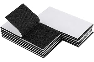 2x4 Inch Adhesive Square Sticky Back Velcro Tapes Hook and Loop Tape, 12 Sets Black