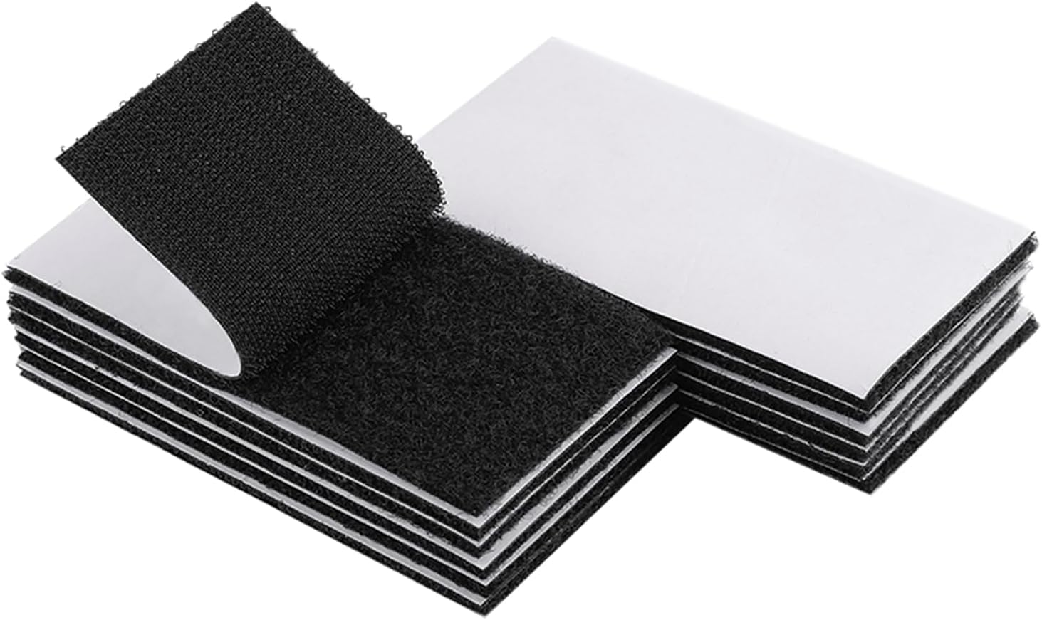 Melsan Hook Loop Tape, Strong Back Adhesive Fasten Mounting Tape for Home or Office Use - Instead of Holes and Screws, Black/White 2 inch x 4 inch-12 Sets