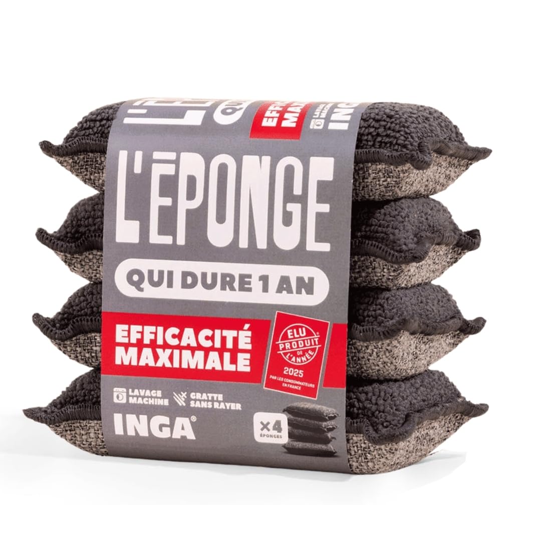 Wasbare Spons 4-pack INGA Herbruikbare Sponzen - Wasbaar, Krast Niet, Gaat 1 Jaar Mee (set Van 4) Snel Drogend