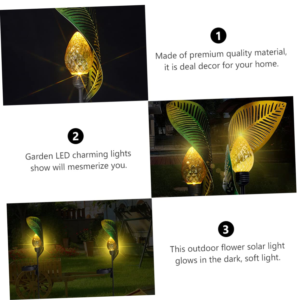 BCOATH Solar Charging Solar Wrought Light Easy Install Garden Lights Rainproof Outdoor Lamp