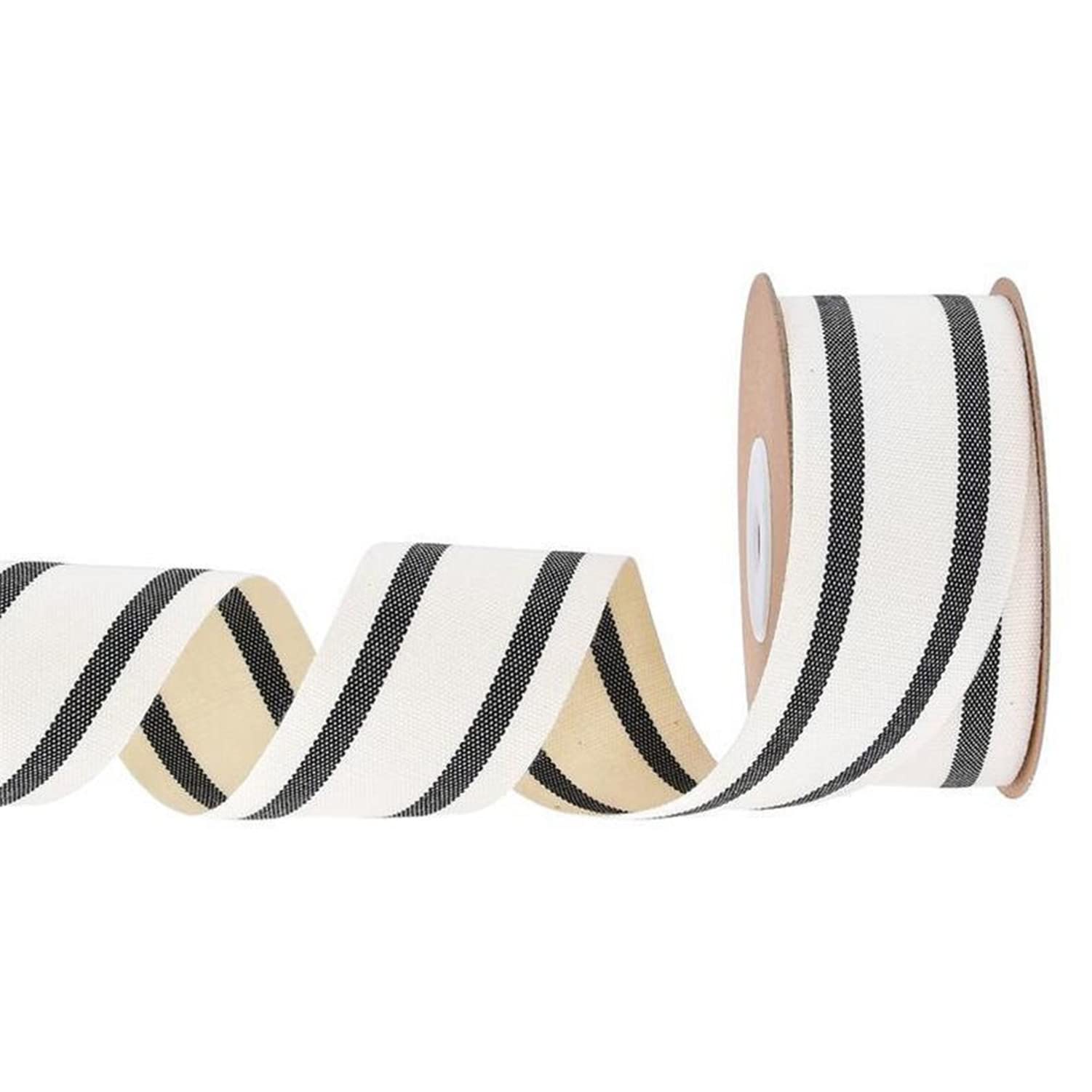 Easnea Black Stripe - 3.8Cm 10 Yards Natural Cotton Ribbon Stripes Fabric Ribbon Black And White Stripe Ribbon For Diy Crafts Ribbon For Gift Wrapping Home Decor Sewing