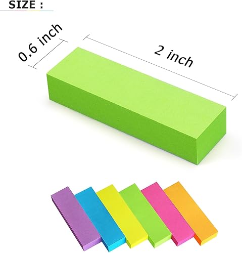 Vista 17 de 30 blocs de notas adhesivas de 0.6 x 2 pulgadas, pestañas de página, 10 pestañas adhesivas de color brillante, 80 hojas/bloc 0.5x1.8 10