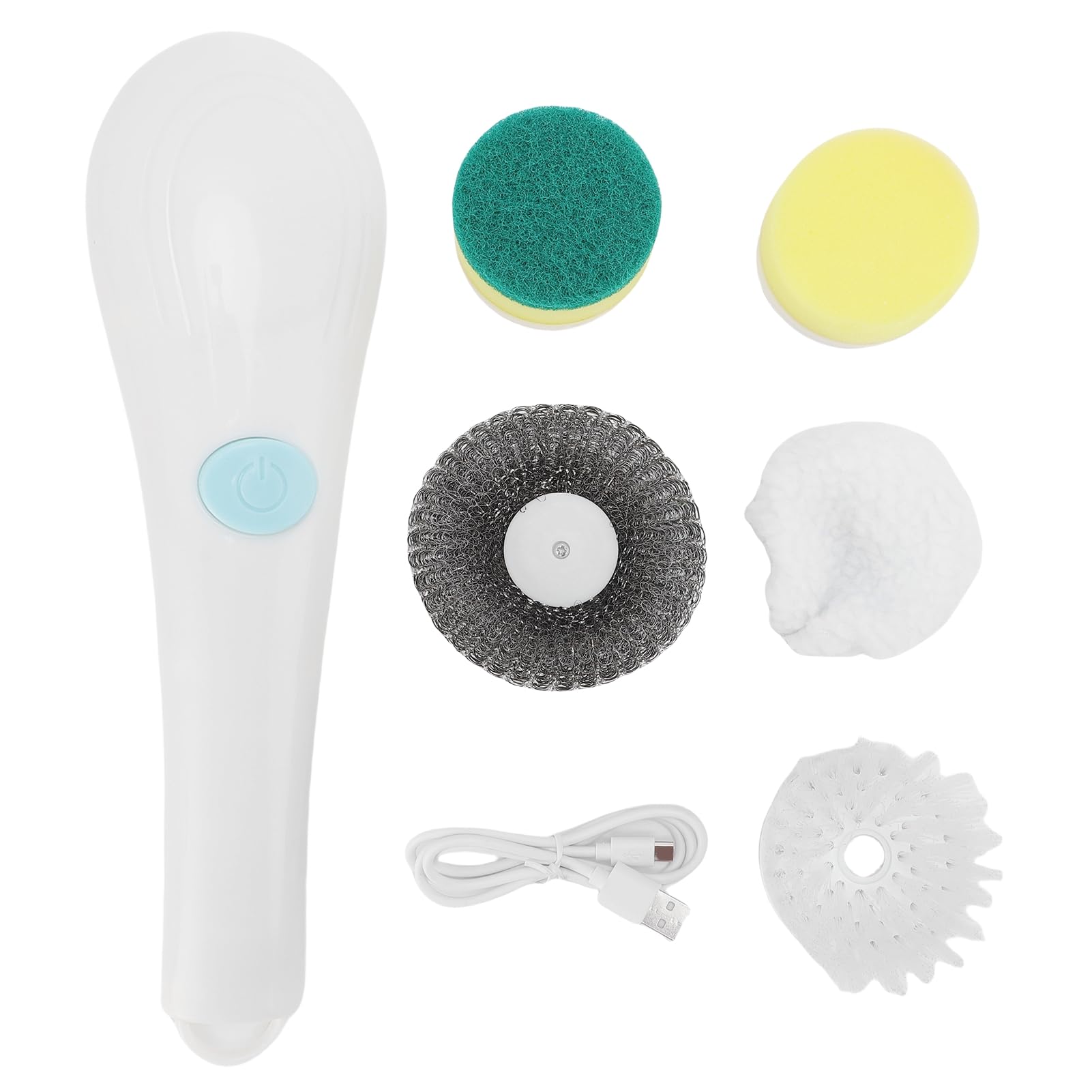 Electric Spin Scrubber Cordless Bath Tub Power Scrubber Rechargeable Handheld Brush Scrubber with 5 Replaceable Brush Heads for