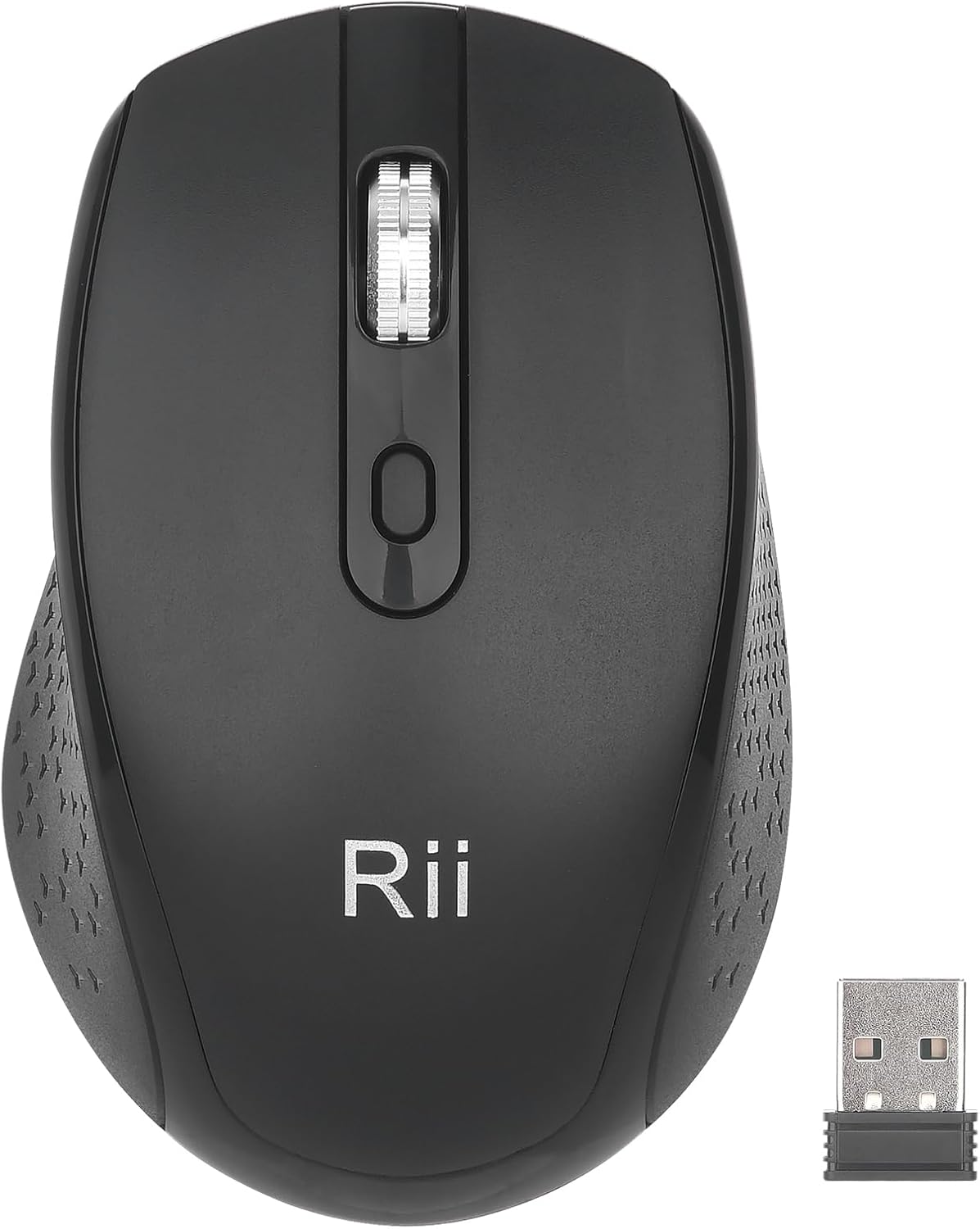 Rii RM213 Rechargeable Wireless Mouse (Bluetooth 5.0+2.4G Hz) Dual Mode,Travel-Friendly Mice,DPI 1200 1600 2400,Type-C Port, Portable PC Mouse for Mac Windows 11/10/8/7/XP/Vista Chromebook,Black