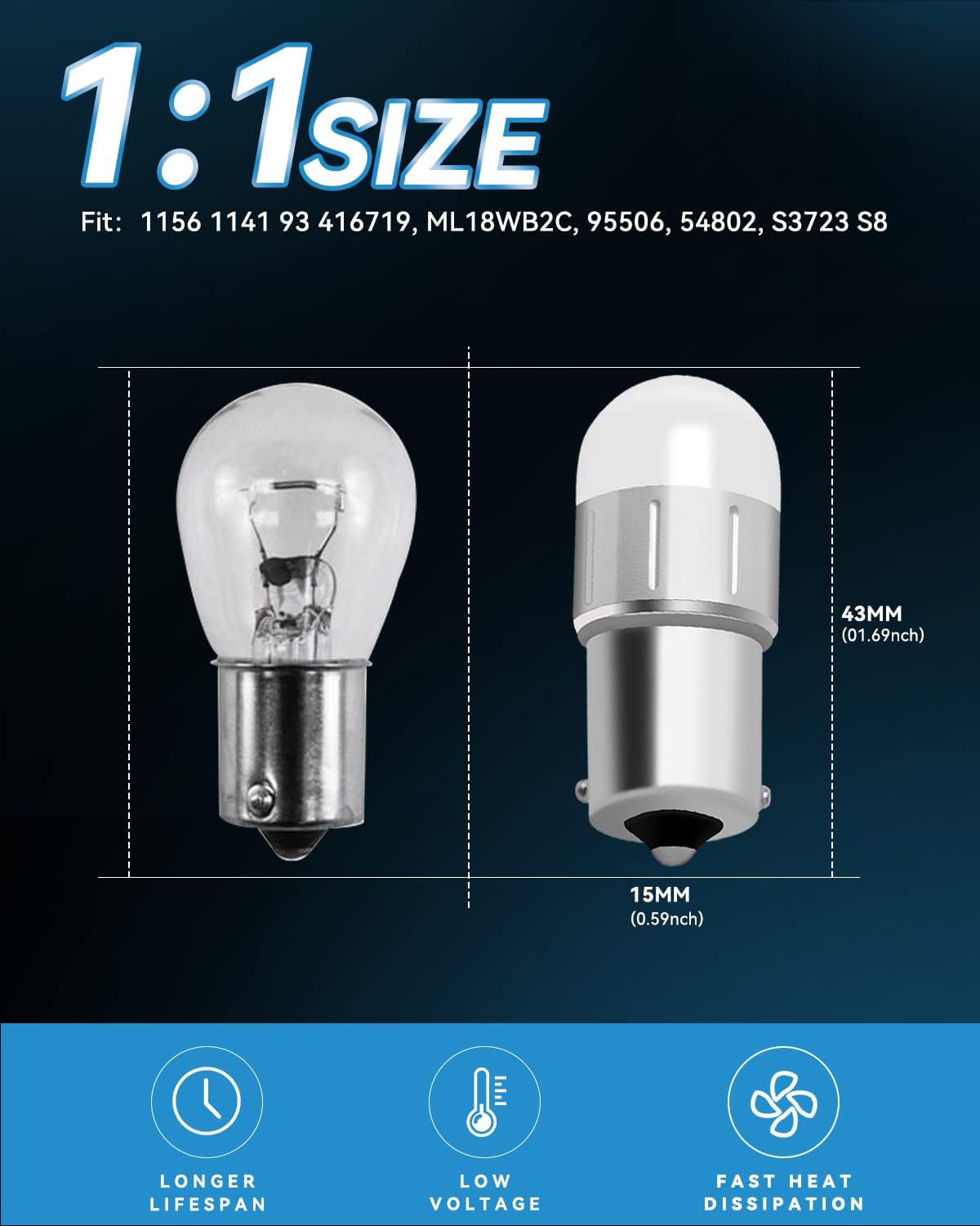 Keiurot 93 Bulb 89 Led Bulb S8 67 BA15S 1156 1141 10-30Volt AC/DC for Desk Lamp,Outdoor Landscape Patio Lighting,Pathway Lights,RV Camper Marine Boat Trailer Lighting White,2Pack
