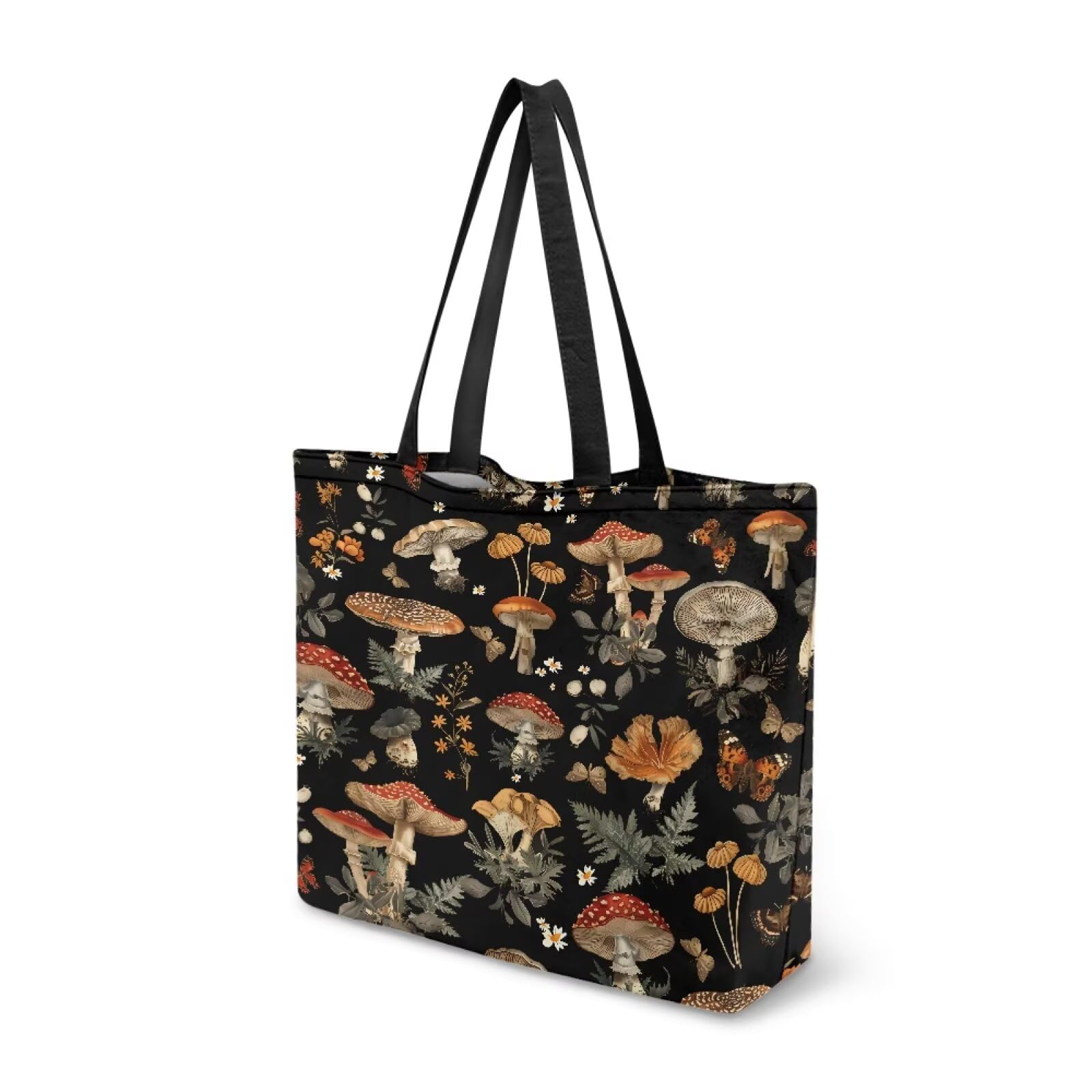 Dngkaoje Mushroom Grocery Bags for Women Girls Shopping Tote Bags Reusable Shoulder Handbag Teen Adult Foldable Clothes Bag Mushroom Gifts for women fashion handbags Dirty Clothes Bag
