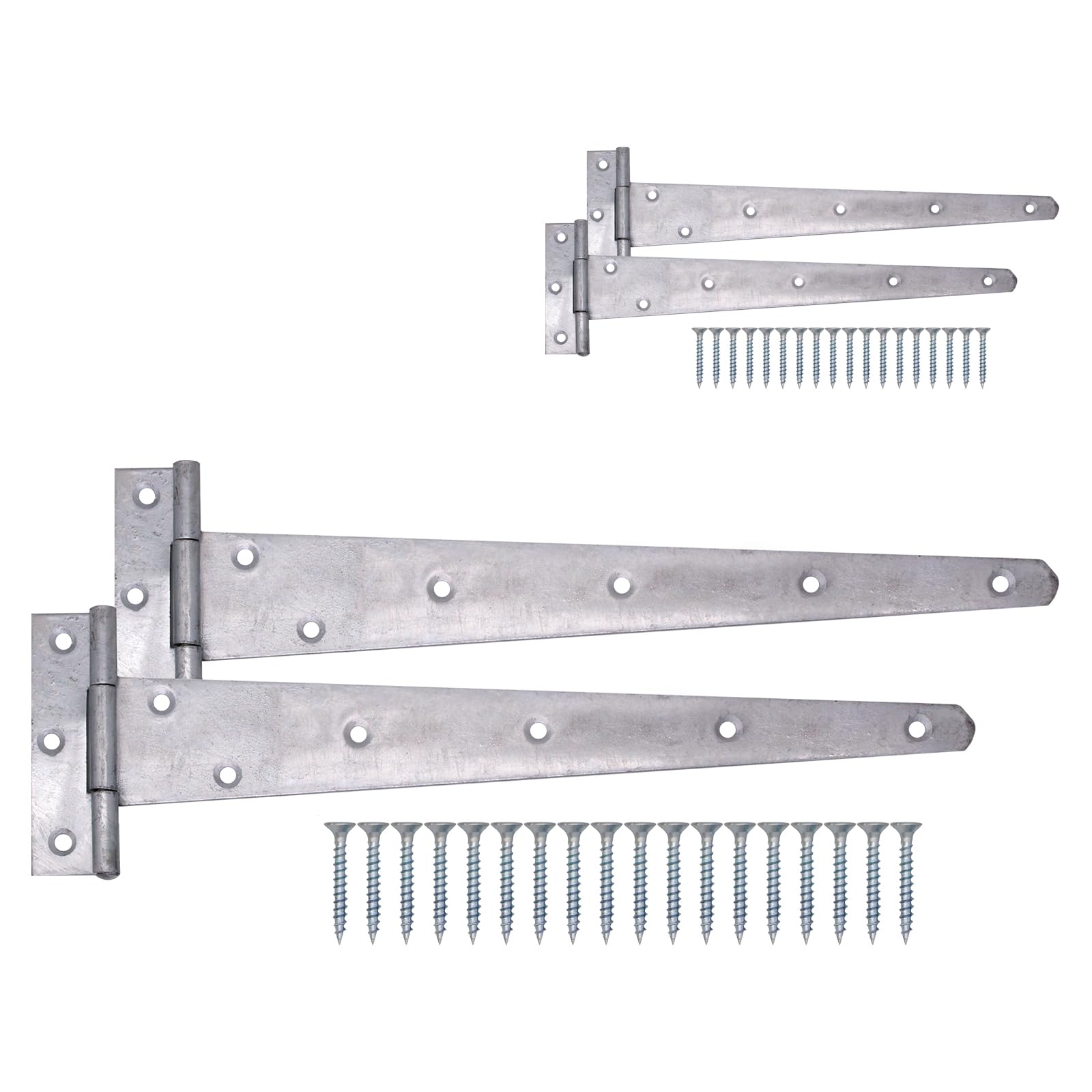 EAI Galvanised Gate Tee Hinges - 600mm / 24 Inch Extra Heavy Duty T Hinges for Wooden Gates, Doors & Sheds - 4 Pack