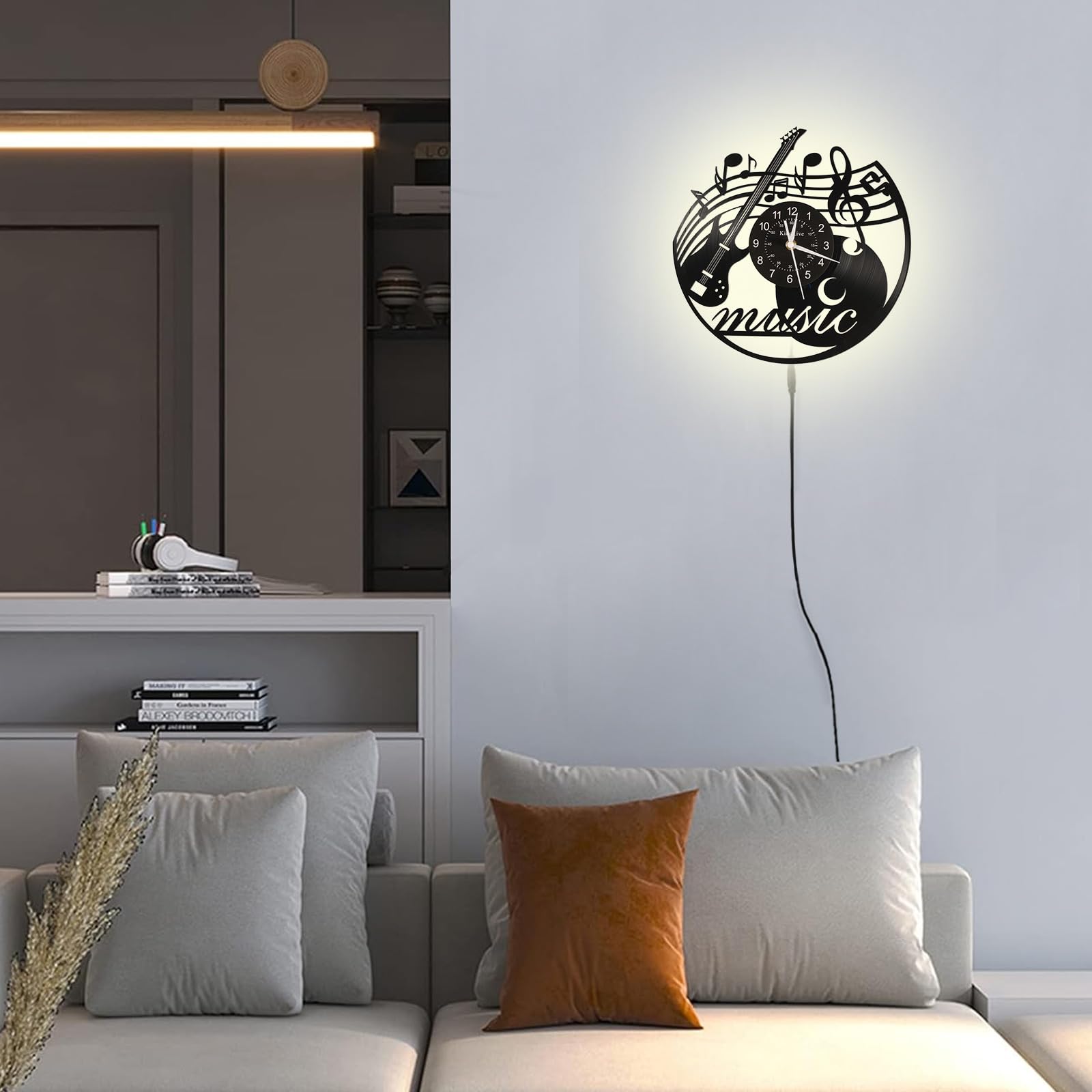 Amazon.co.jp: KingLiveLED壁時計 ギタービニール壁時計
