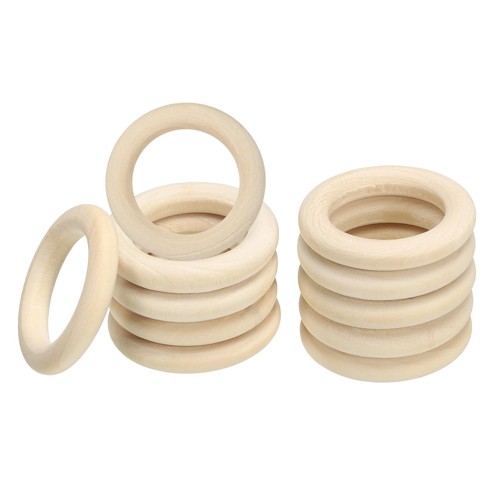 Anneaux en bois brut 35mm poreux faciles à peindre pour loisirs créatifs 60 unités
