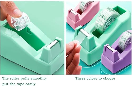 Miniatura 2 de Escritorio dispensador de cinta con 12 rollos de cinta pequeña transparente y lindo dispensador de cinta, repuestos de embalaje, escritorio de cinta