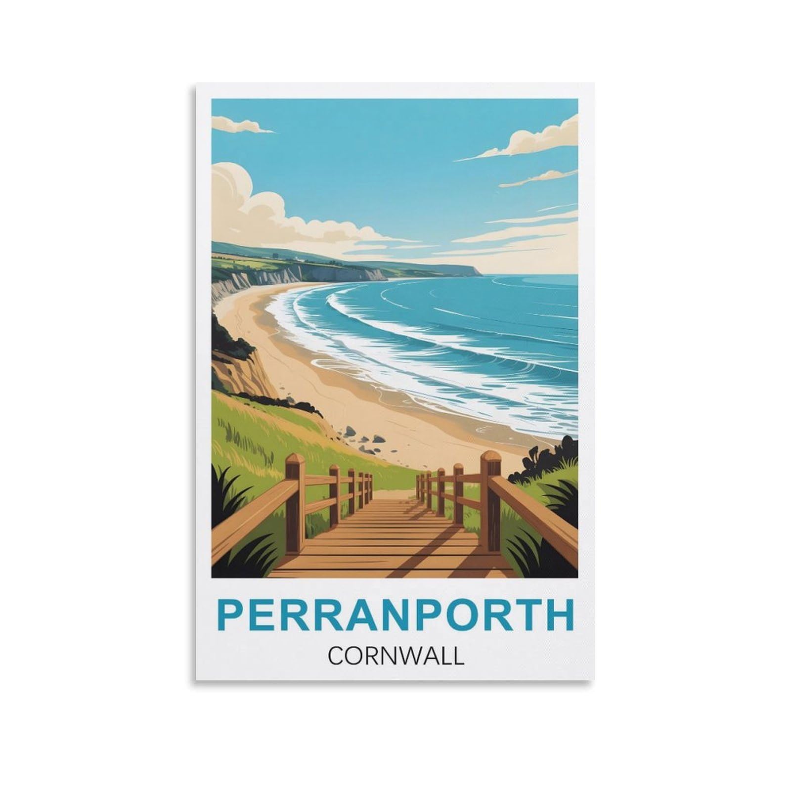 EZMLFA 5D Diamond Painting Kits for Adults,Perranporth Beach,Diamond Painting,Landscape Gem Art Kits Adult and Crafts Home Decor 40x40cm