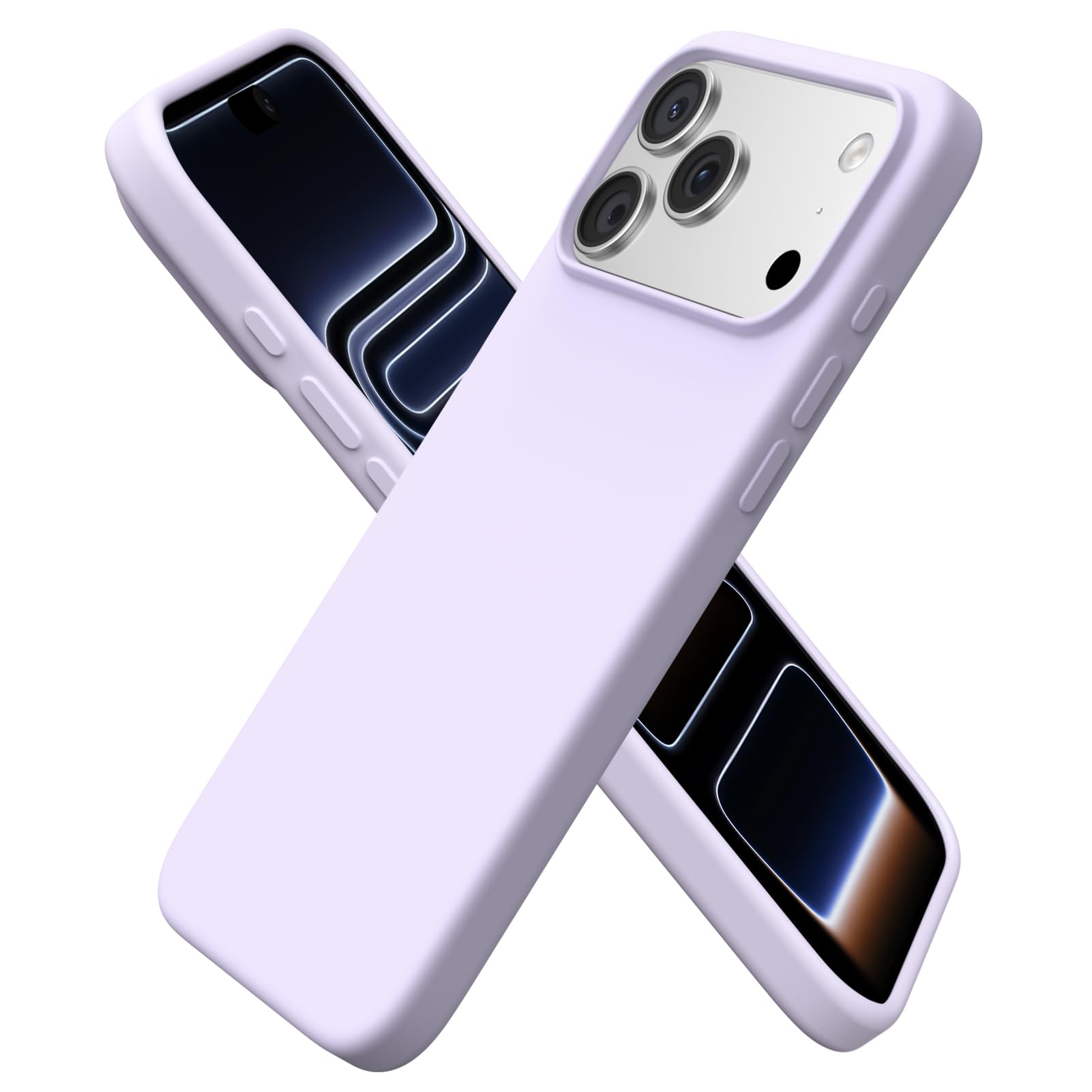 Photo 1 of ORNARTO Compatible with iPhone 17 Pro Max Case 6.9", Slim Liquid Silicone 3 Layers Soft Gel Rubber Shockproof Protective Cover with Anti-Scratch Microfiber Lining-Pastel Lilac