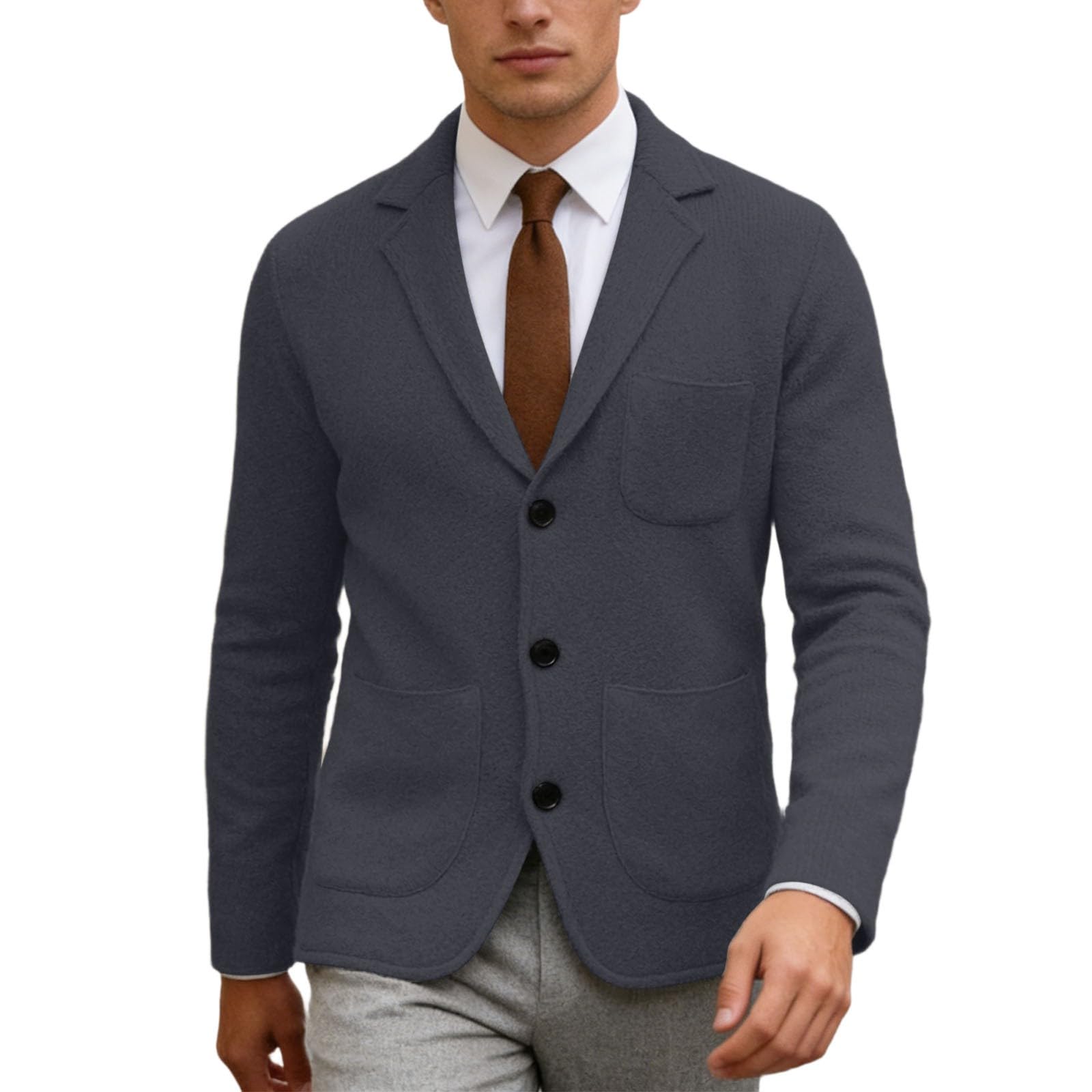 Cárdigan de punto de corte regular holgado chaqueta de lana cómoda 6