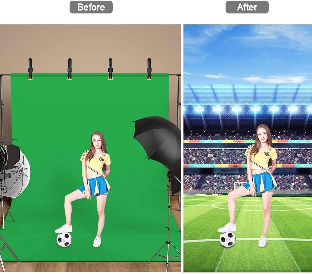 UTEBIT 6x9ft Green Screen Backdrop Polyester Background Solid Color 1.8 x 2.8M Chromakey Photo Background Cloth Sheet Foldable for Photography Video Studio Backdrops (Stand and Clamp Not Included)