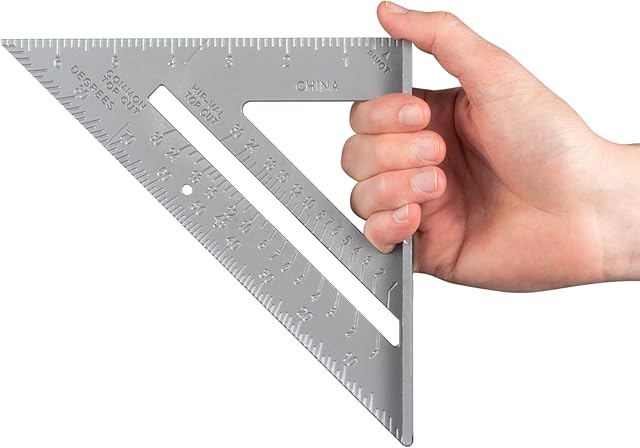 7" Aluminium Multifunctional Set Square Tri-Square Mitre Saw Guide Measure Measuring 45 90 Degree Angle Roofing Builders Carpenters Engineers Speed Ruler