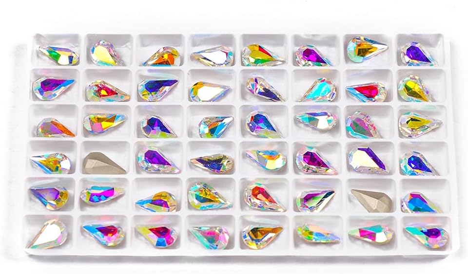AbGlitter Glass Strass Rhinestones Pear Shaped Pointback Rhinestones Craft Manicure Gems 3D Nail Art Decorations