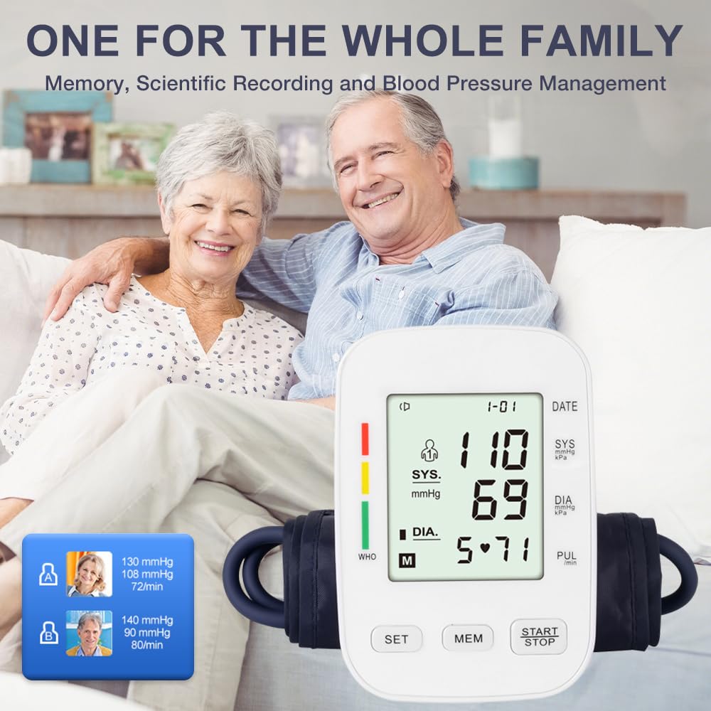Tensiometre Bras Professionnel, Réglable 22-32 cm Tension Arterielle Bras, Détection De Pulsations Cardiaques Irrégulières, Appareil Pour Mesurer La Tension Convient aux Adultes Et aux Seniors Blanc