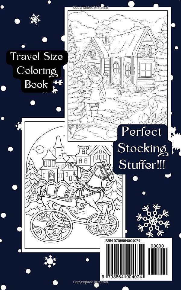 Mini Christmas Coloring Book: A travel size coloring book for kids, teens and adults (5X8 inch). Perfect Stocking Stuffer!!! image 3