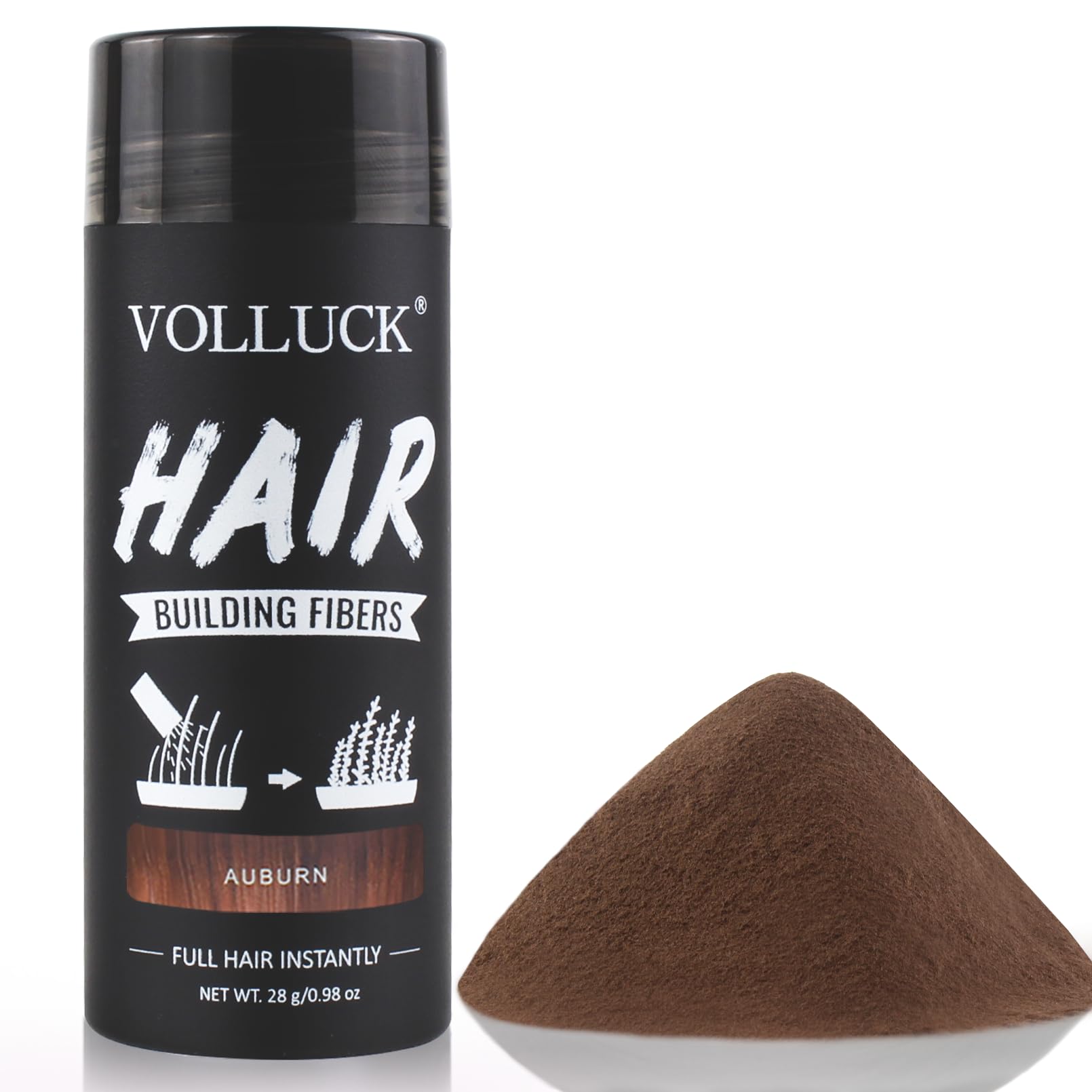 VOLLUCK Hair Fibres 28g, Instant Coverage for Thinning Hair, Adds Natural Thickness & Fullness, Lightweight, Natural Look