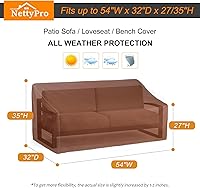 Vista 5 de NettyPro Funda para Sofá Loveseat de Patio Impermeable de Servicio Pesado para Muebles de Exterior Sofá de 2 Plazas, 54" An x 32" Pr x 35" Al, Marrón
