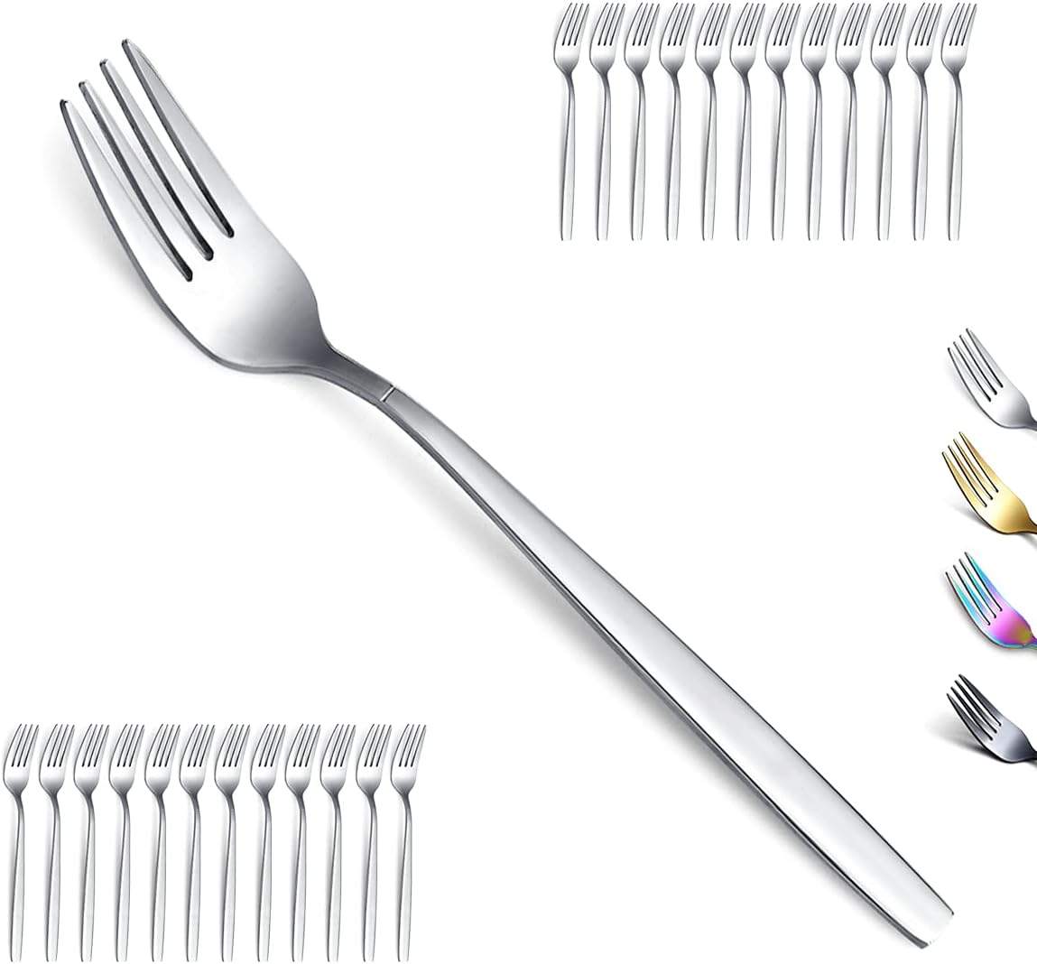 Berglander Dinner Forks of 24, Stainless Steel Modern Fork Set, Forks And Spoons Silverware, Spoons And Forks Set