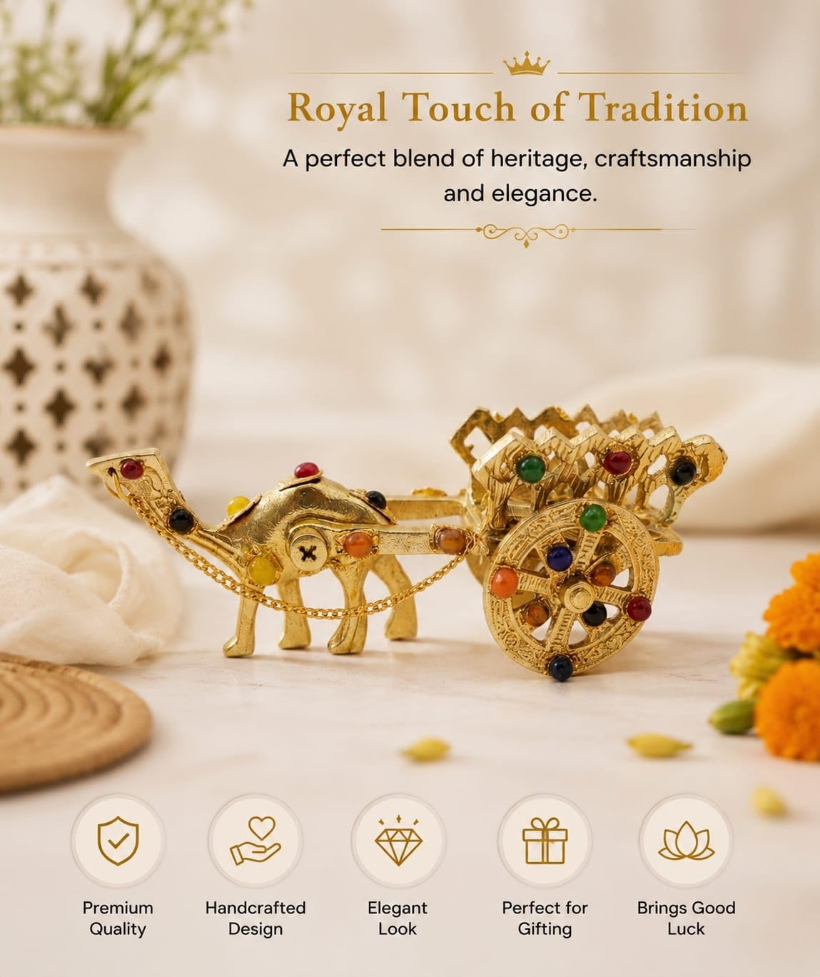 Rajasthani Gemstone Camel Showpiece - Home Decor -6